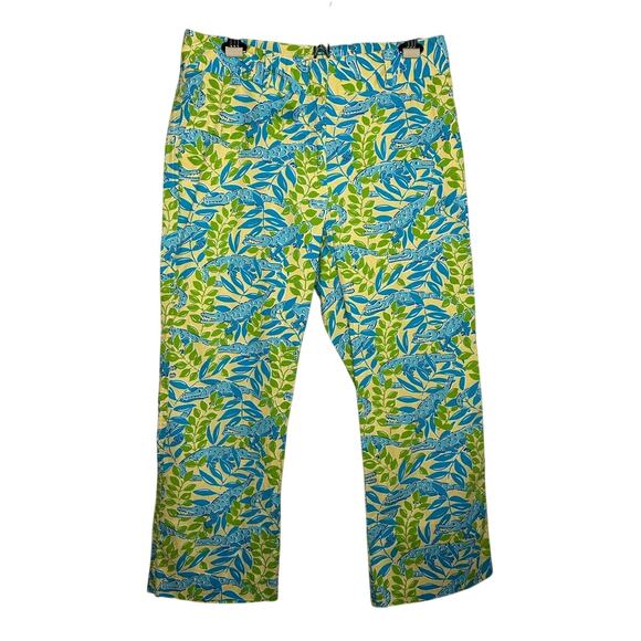 Lily Pulitzer Vintage Mimosa Alligator Cotton Blend Carpis Pants Women's 6 - Picture 1 of 7